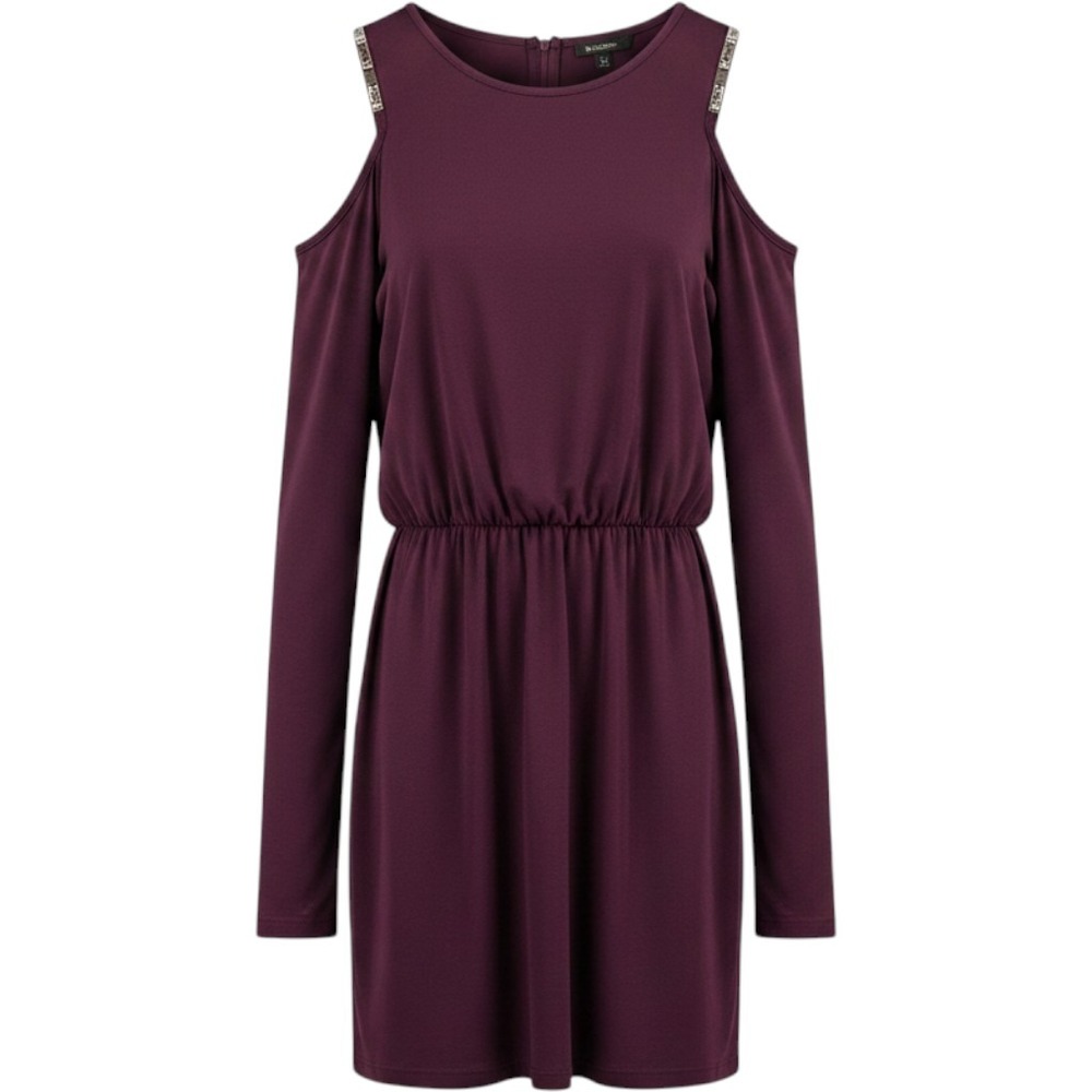 Forever 21 Contemporary Plum Purple Zipper Shoulder Ruched Mini Dress XS